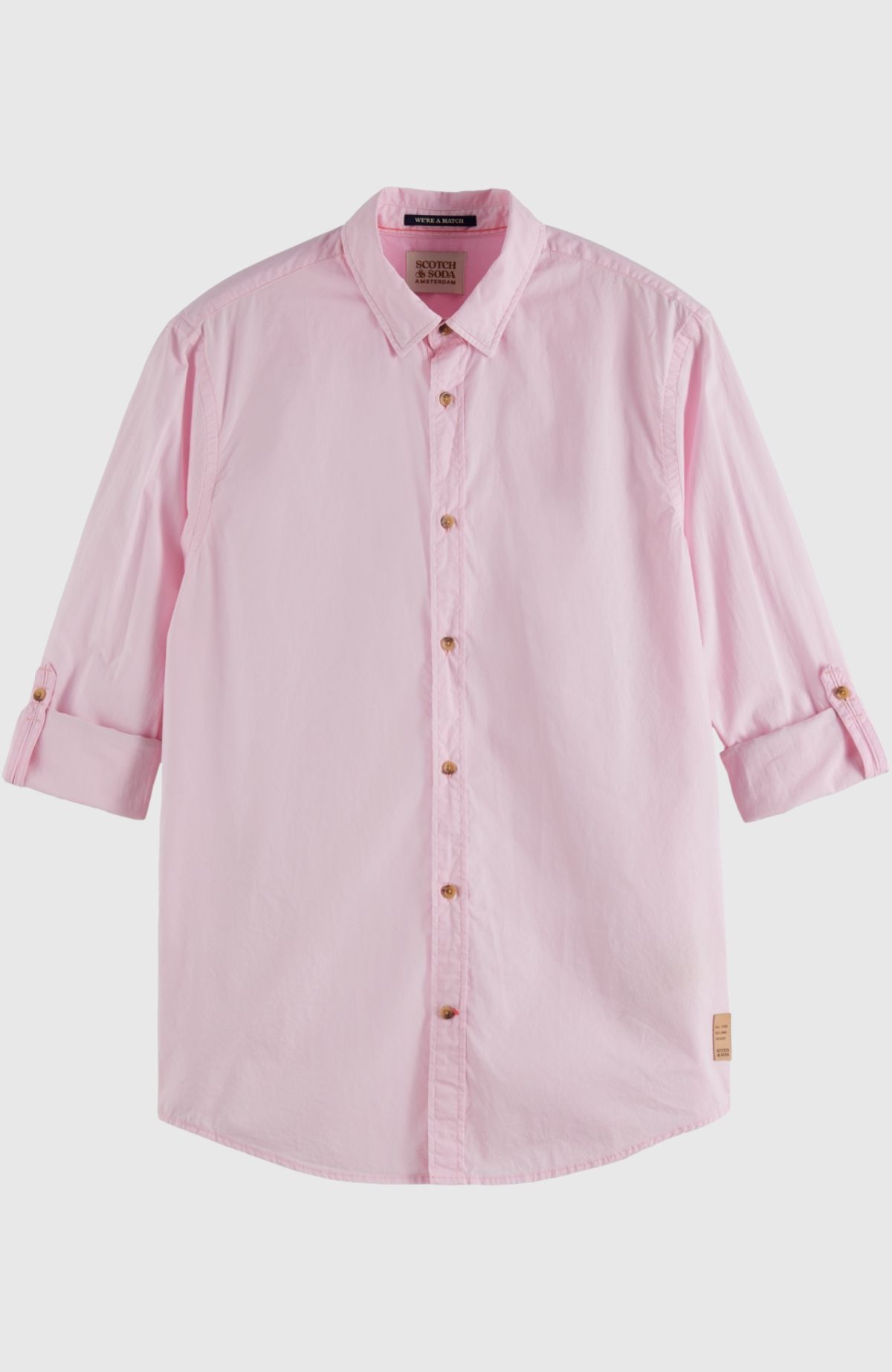 Regular-Fit poplin shirt with sleeve roll-up