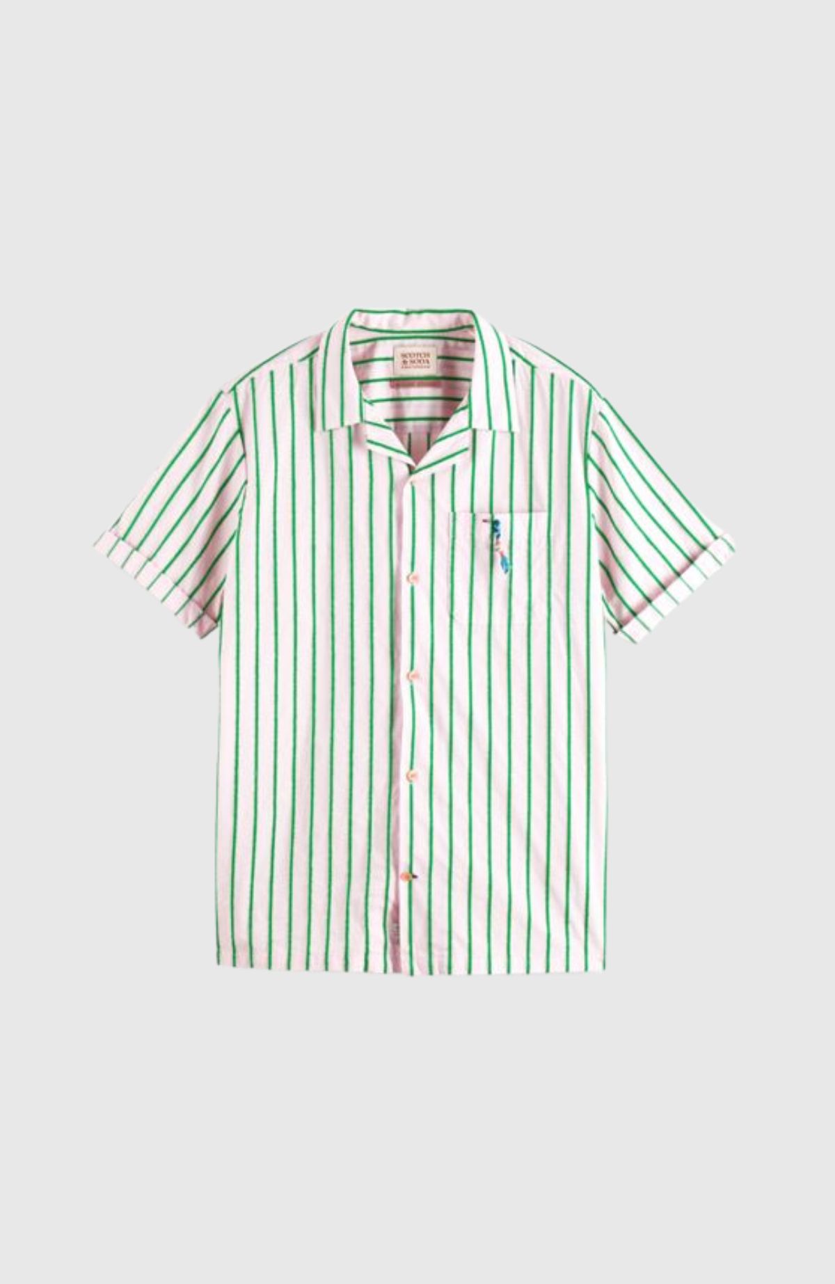 Toweling striped camp shirt