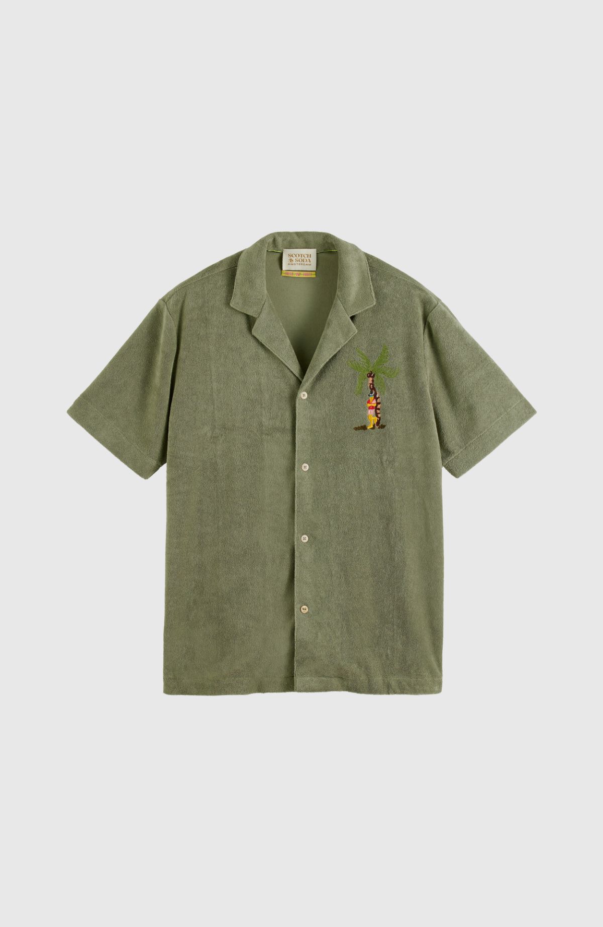 Toweling shirt with embroidery at chest