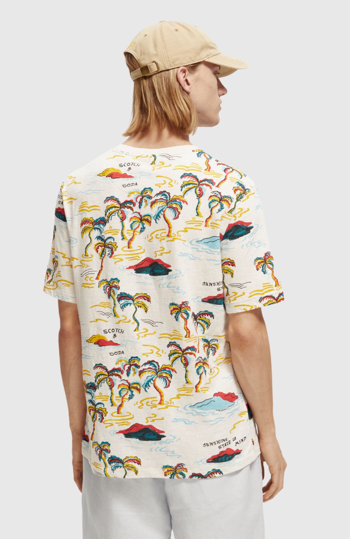 Palm-printed crewneck t-shirt