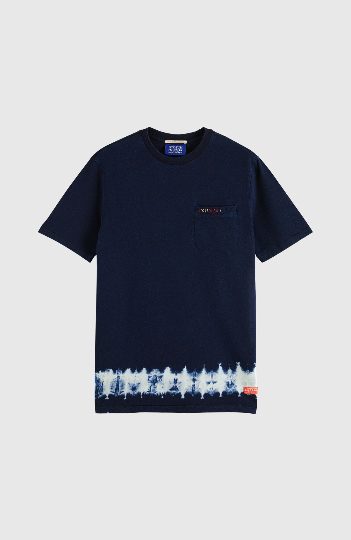 Indigo tee with placement tie-dye