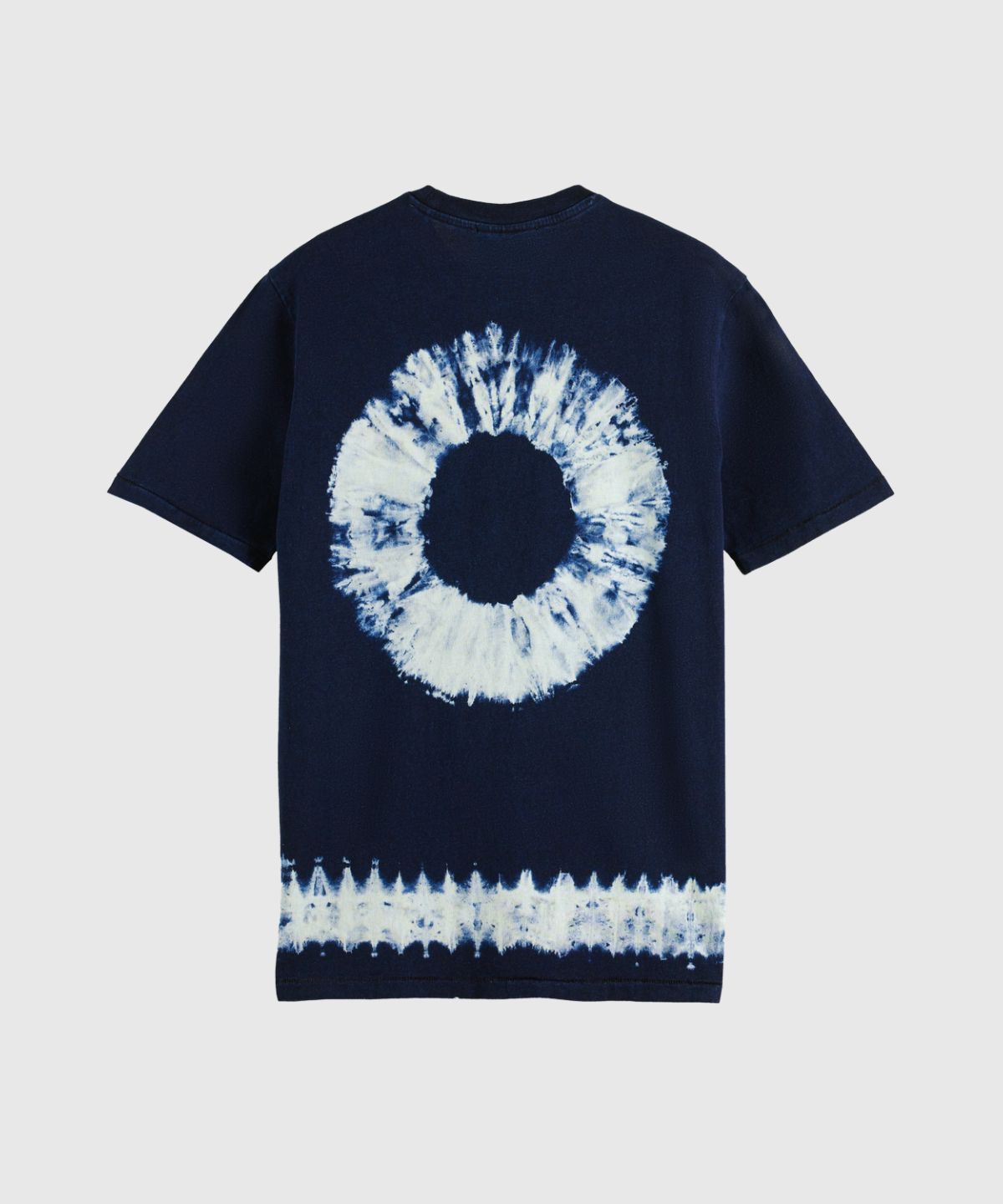Indigo tee with placement tie-dye