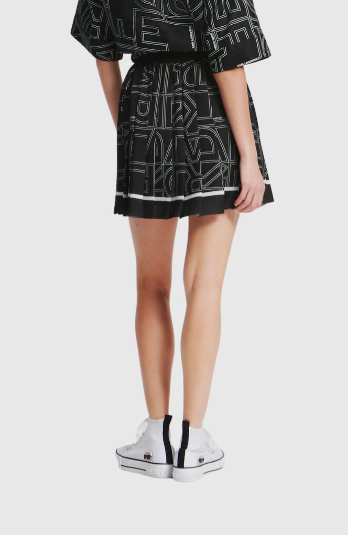 Pleated Printed Mini Skirt