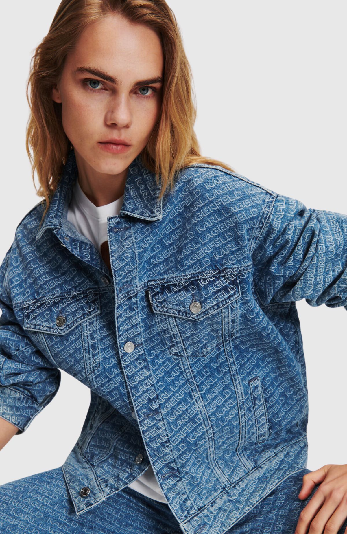 Diagonal Aop Denim Jacket