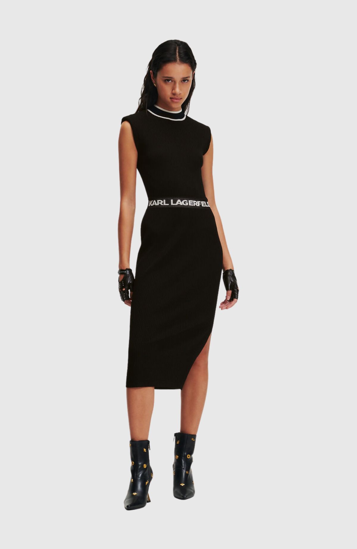 Slvs High Neck Knit Dress