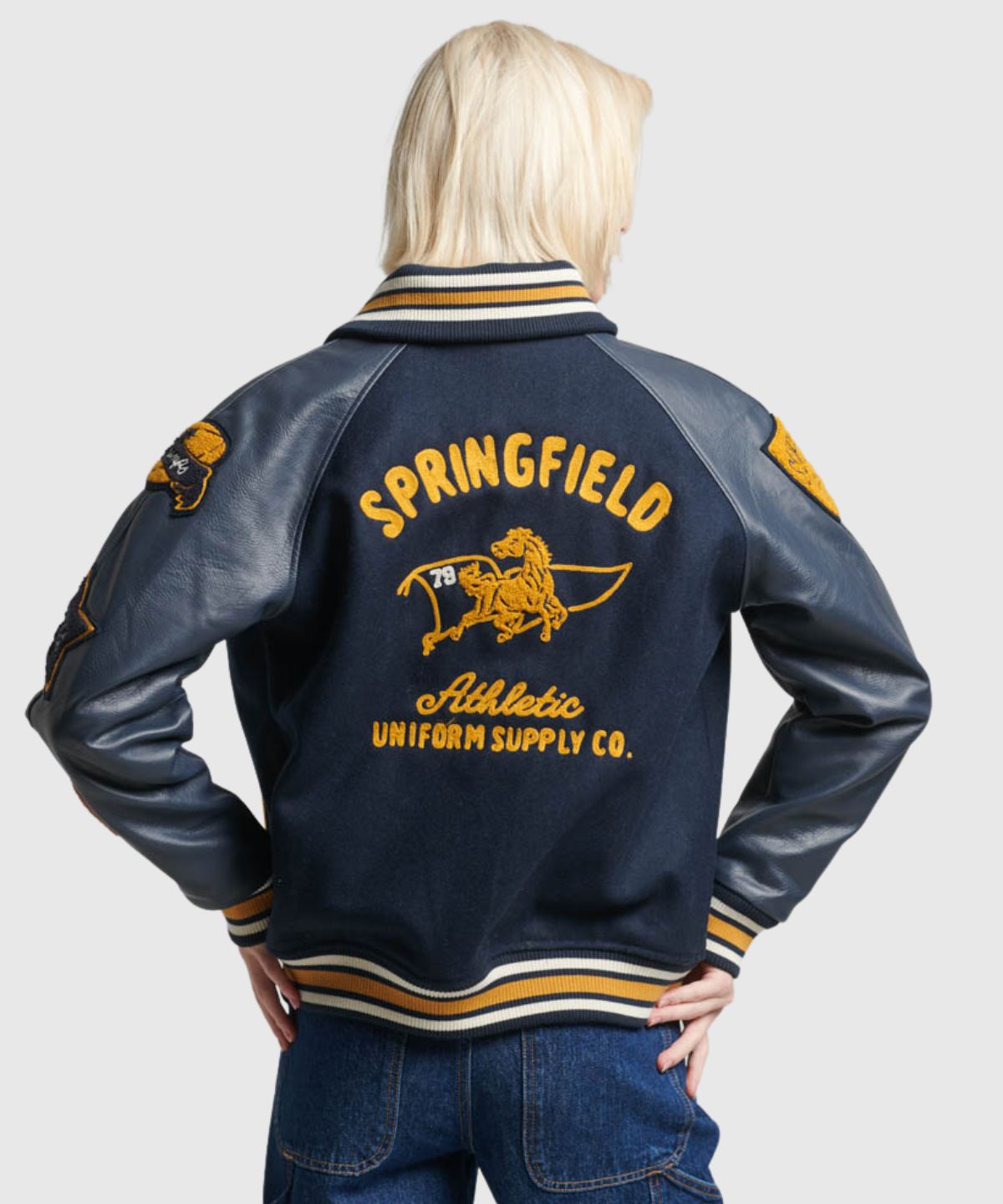College Patched Varsity Bomber