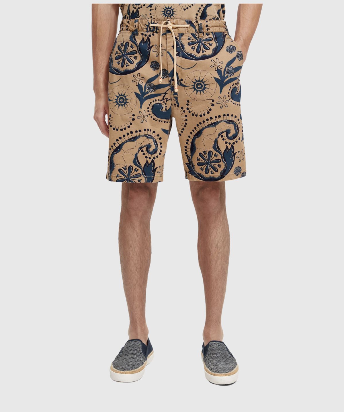 Fave – Printed washed twill shorts