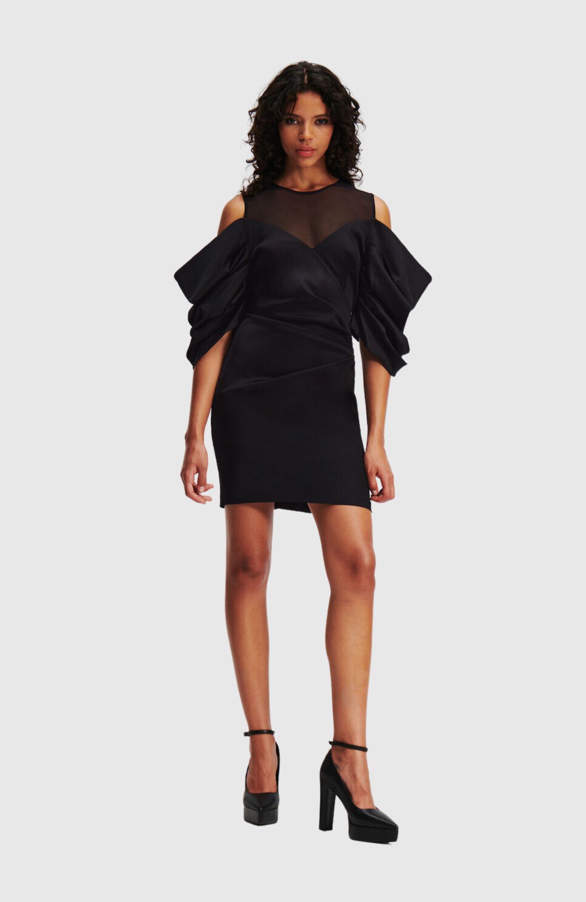 Voluminous Sleeve Satin Dress