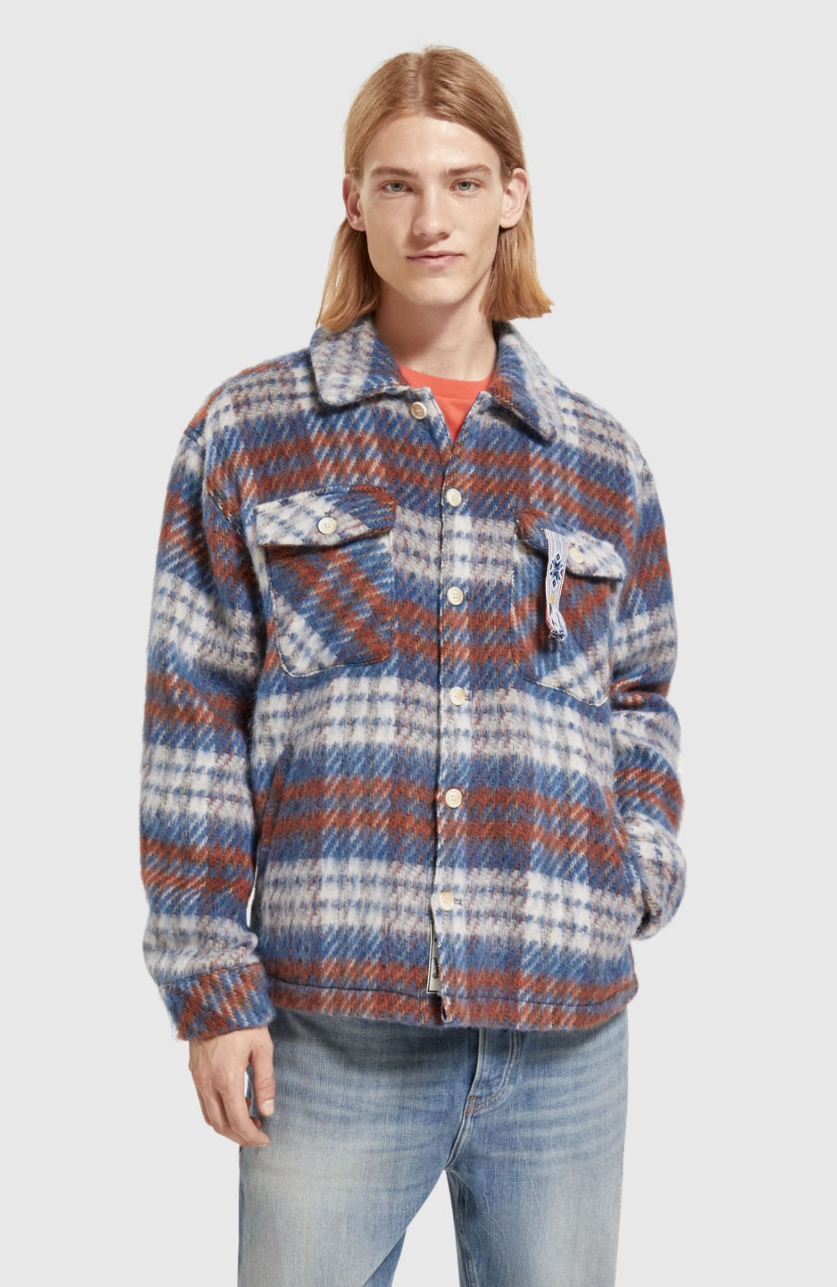 Brushed Wool blend check overshirt