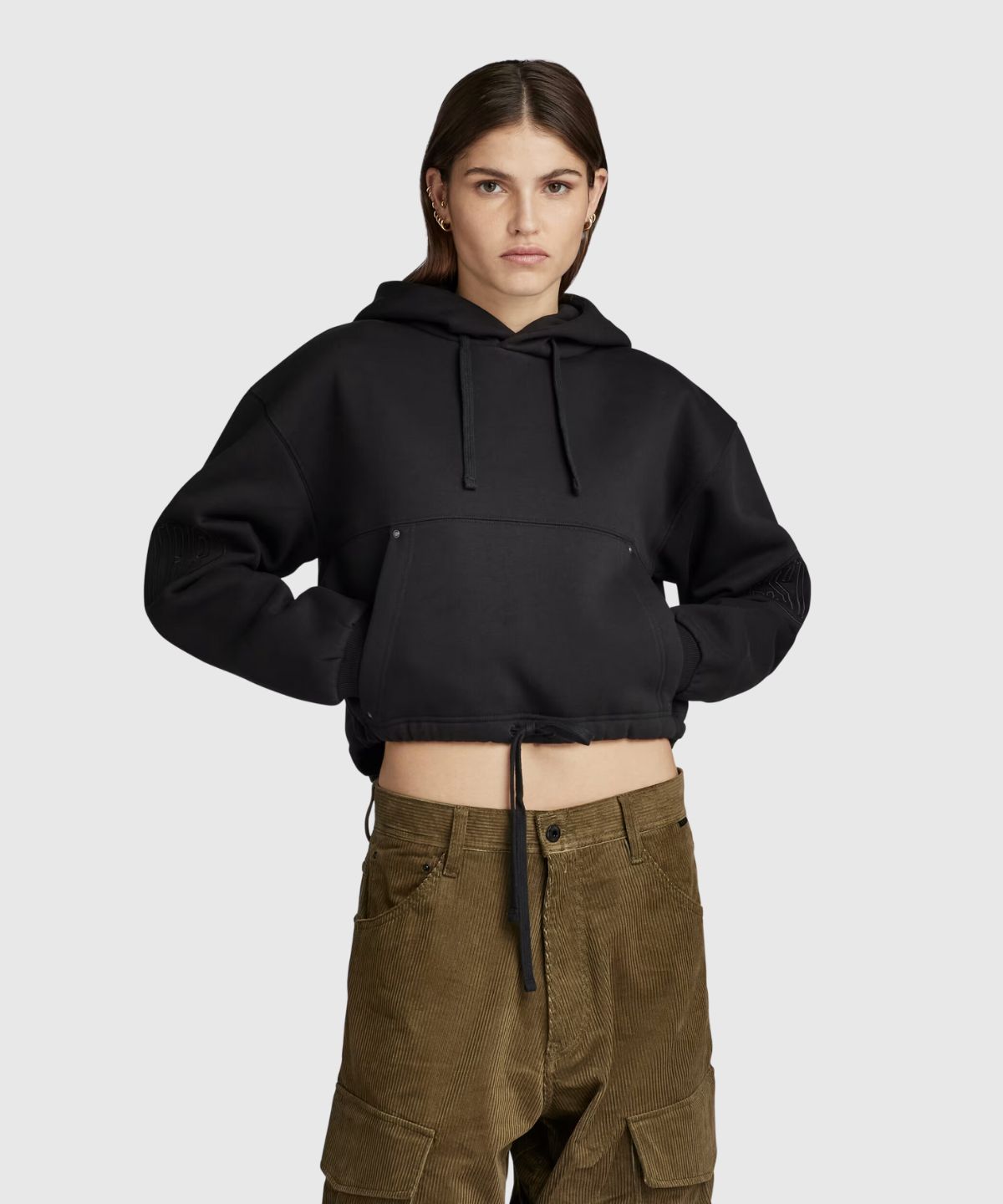 Sleeve gr cropped hdd loose sw wmn