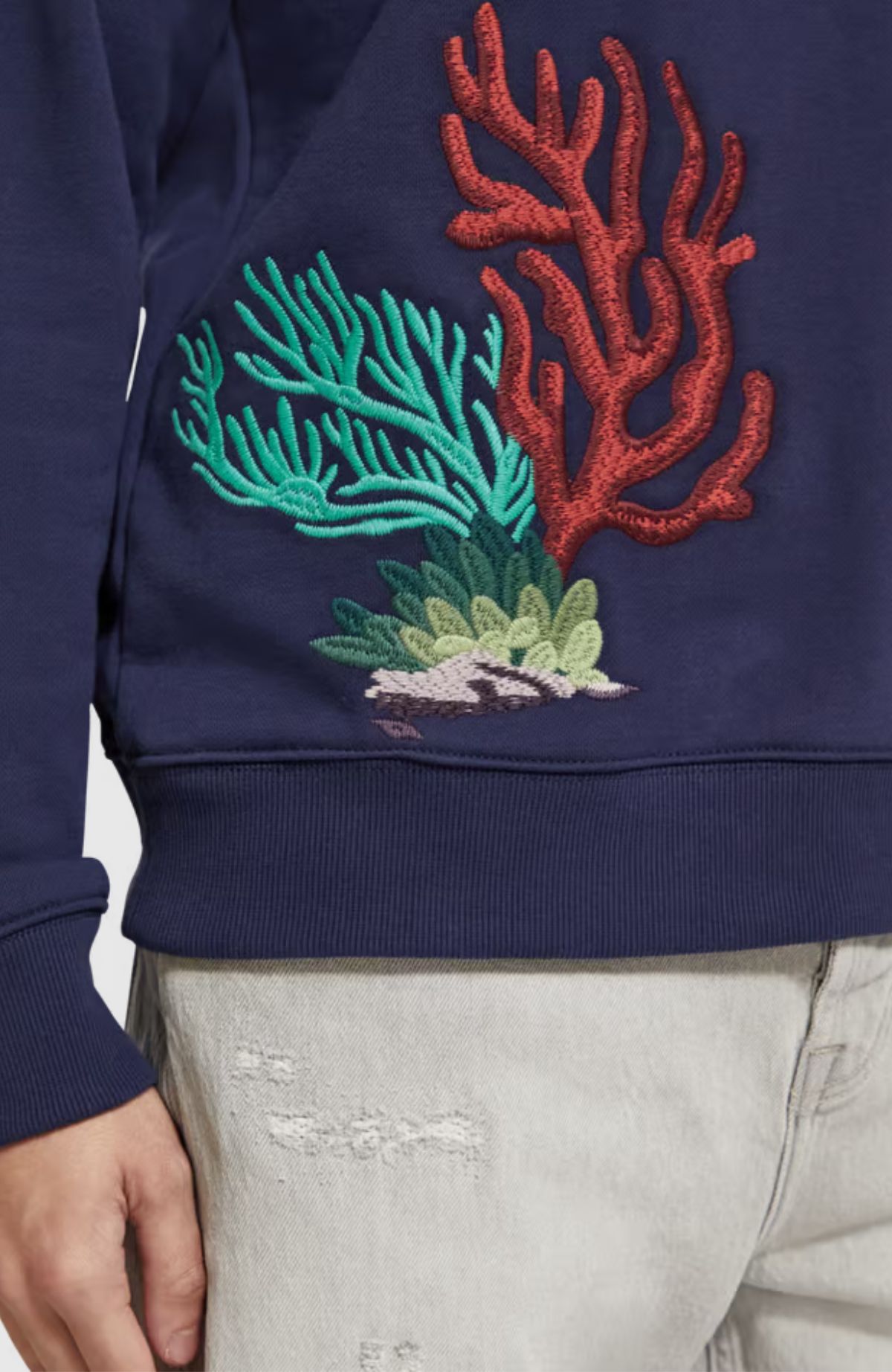 Coral Embroidery Sweatshirt