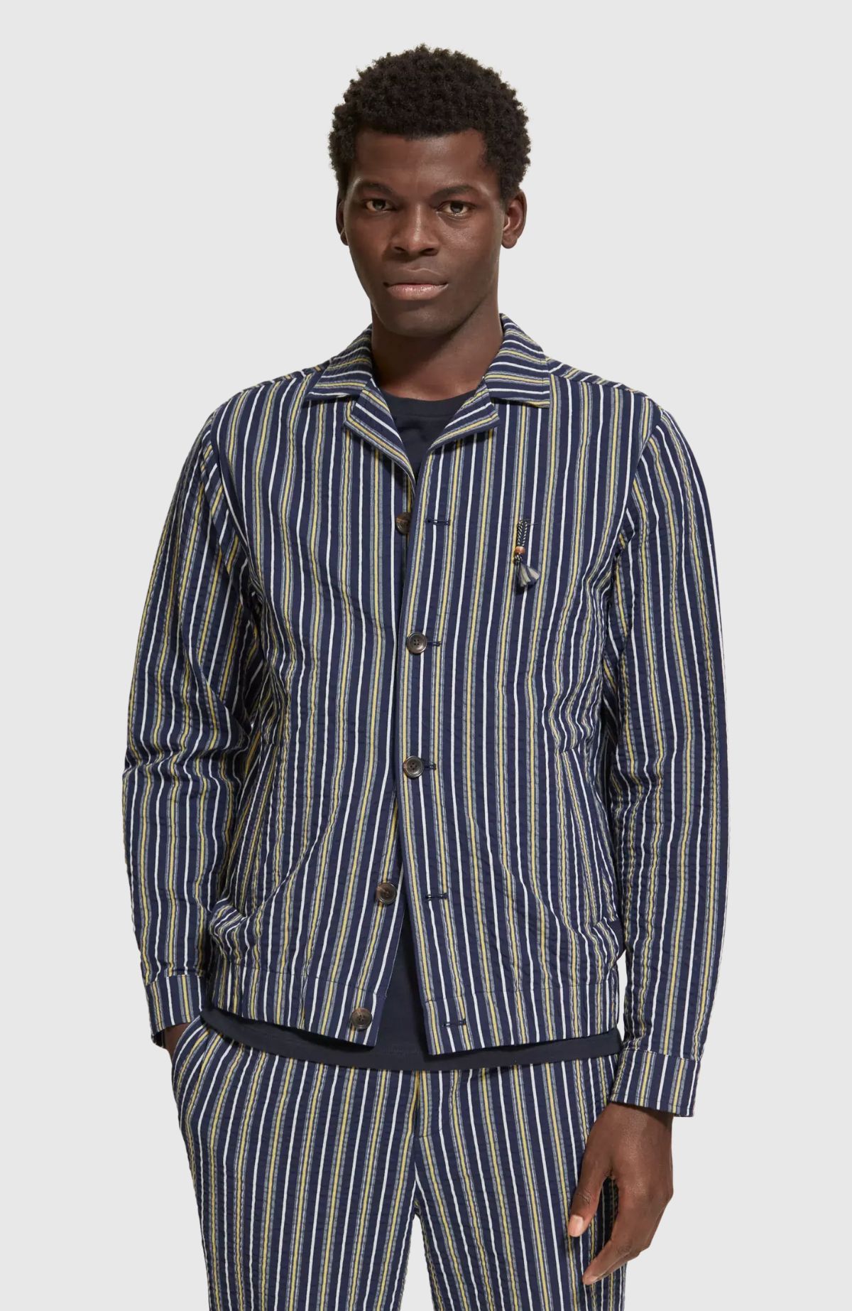 Striped Cotton-Blend Seersucker Blouson