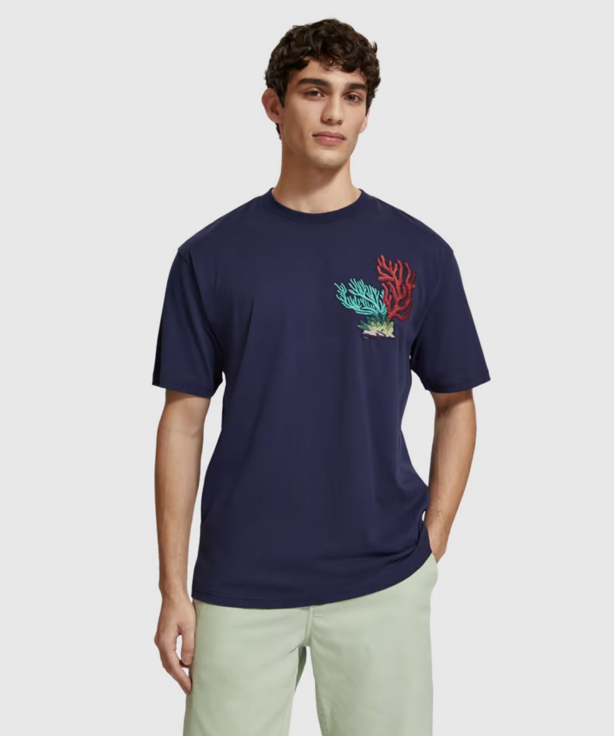 Embroidered Coral T-Shirt