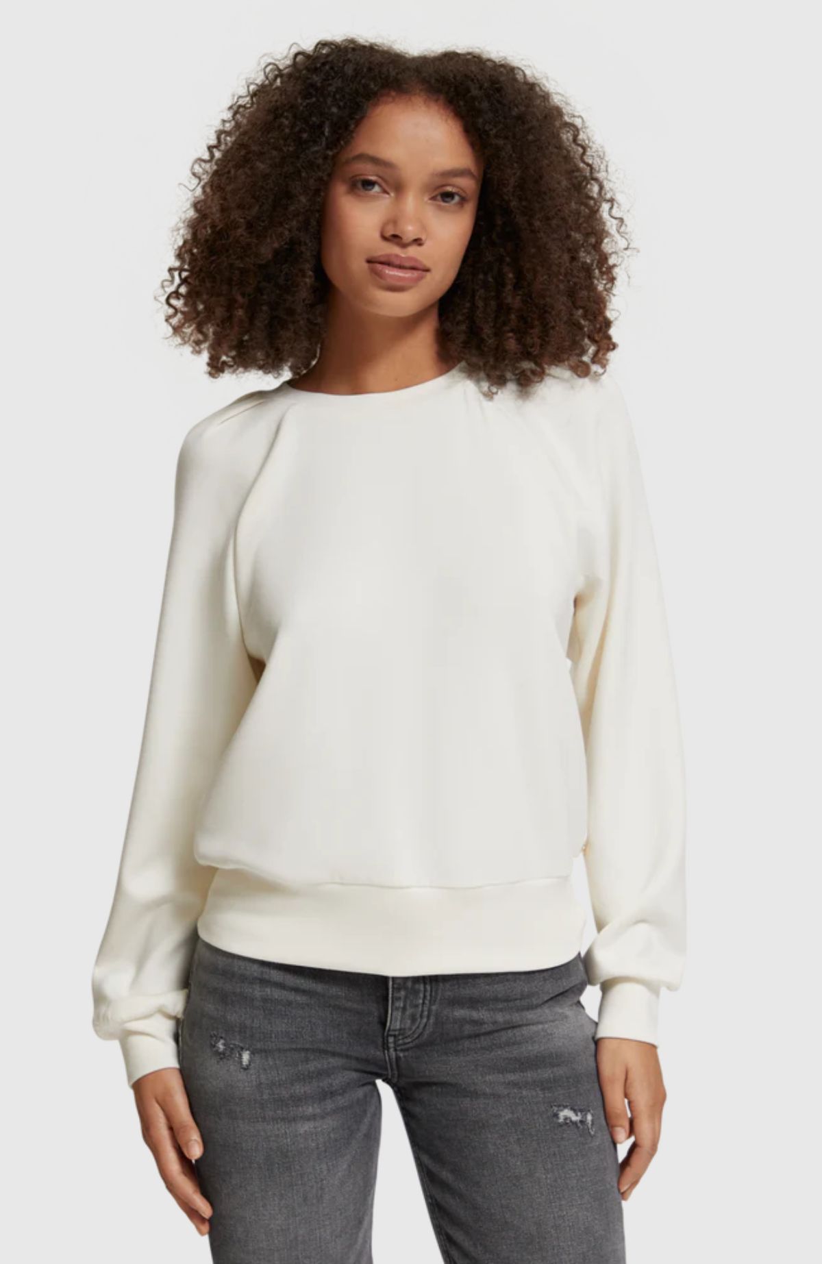 Pleated shoulder sweatshirt