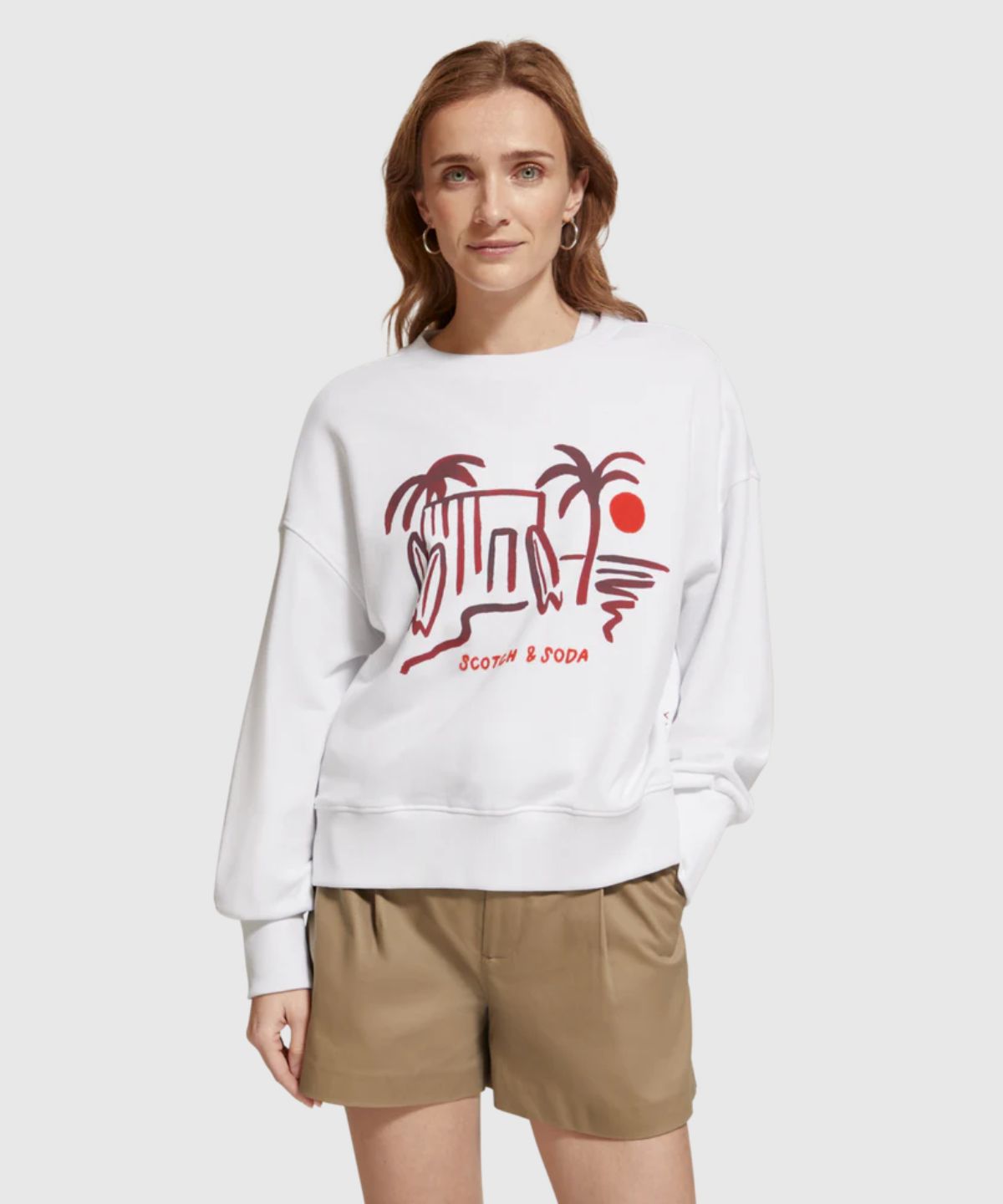 Slouchy puffed sleeved graphic sweatshirt