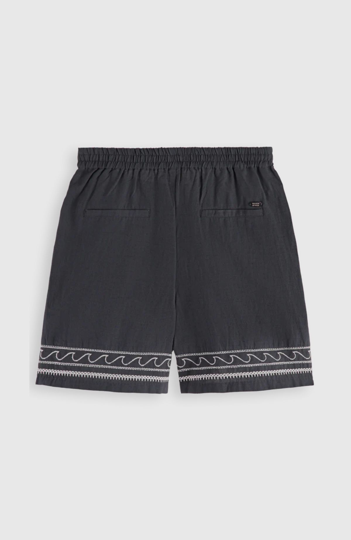 Palm embroidered high rise linen short