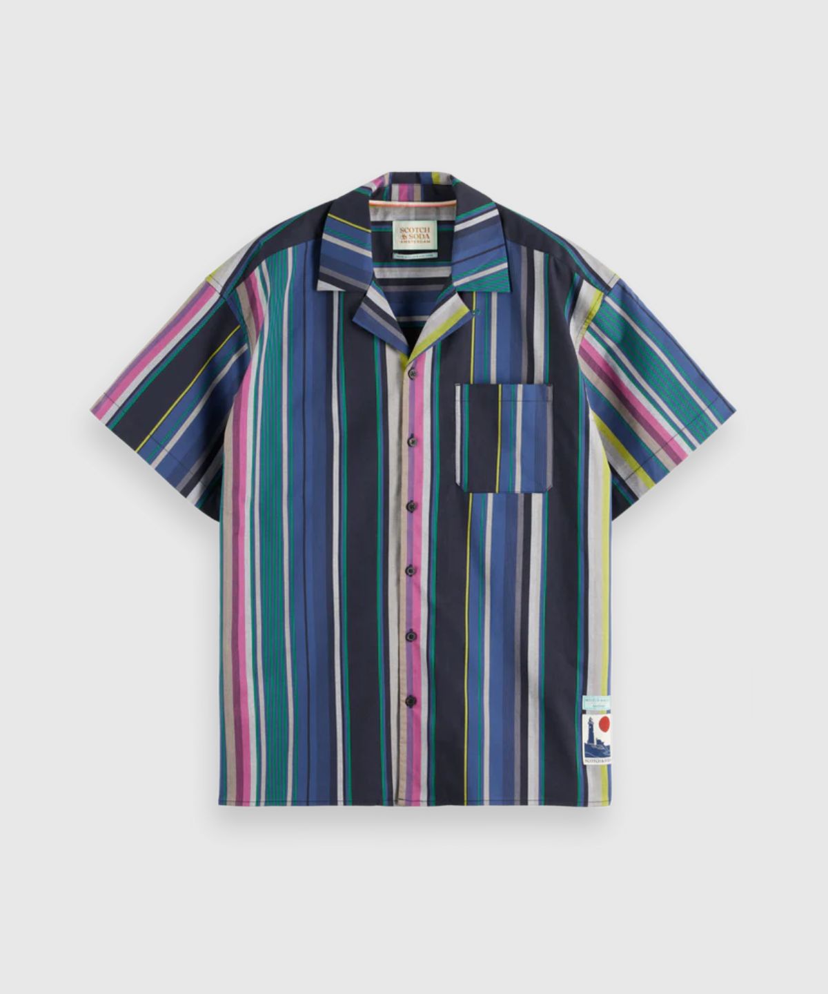 Multicolour Striped Fine Cotton Poplin Hawaii Shirt