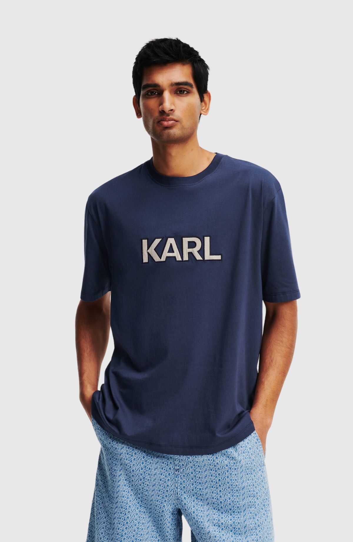 Fabric Mix Karl Logo T-Shirt