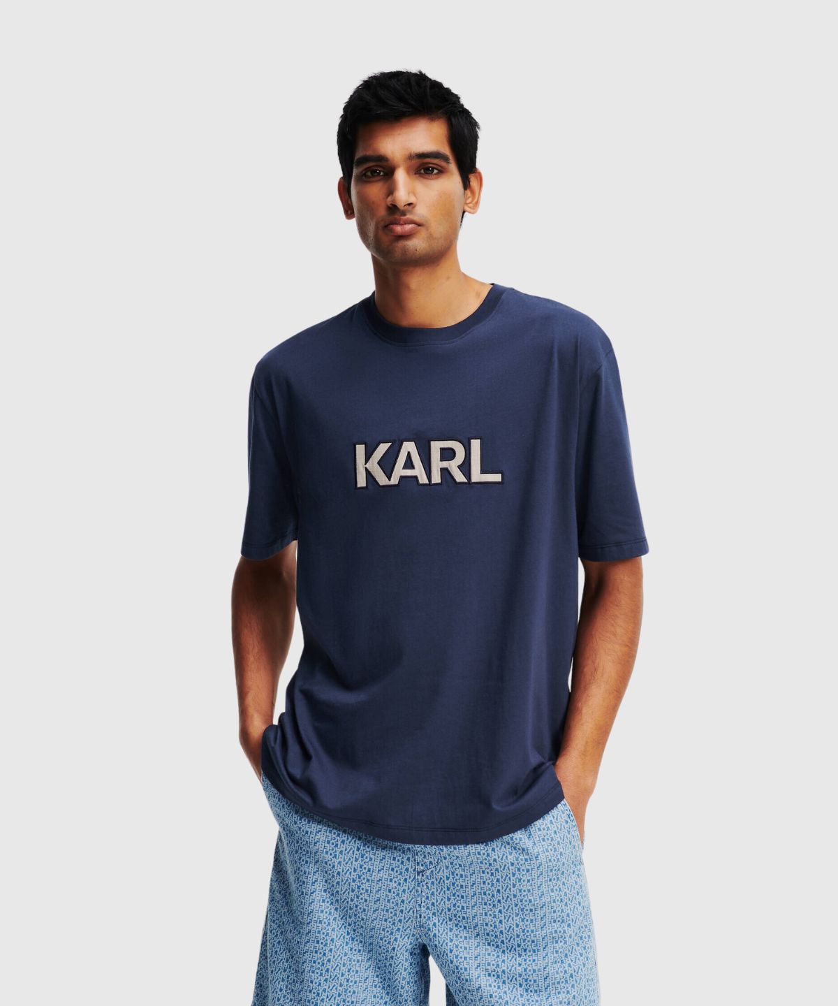 Fabric Mix Karl Logo T-Shirt