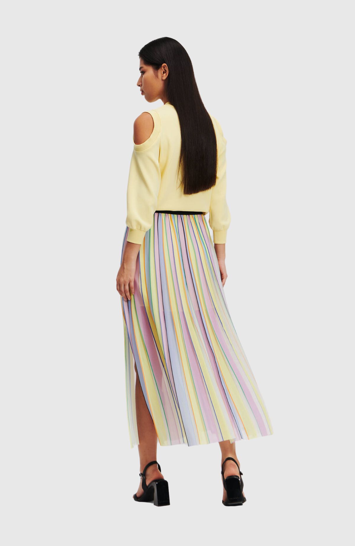 Stripe Pleated Skirt