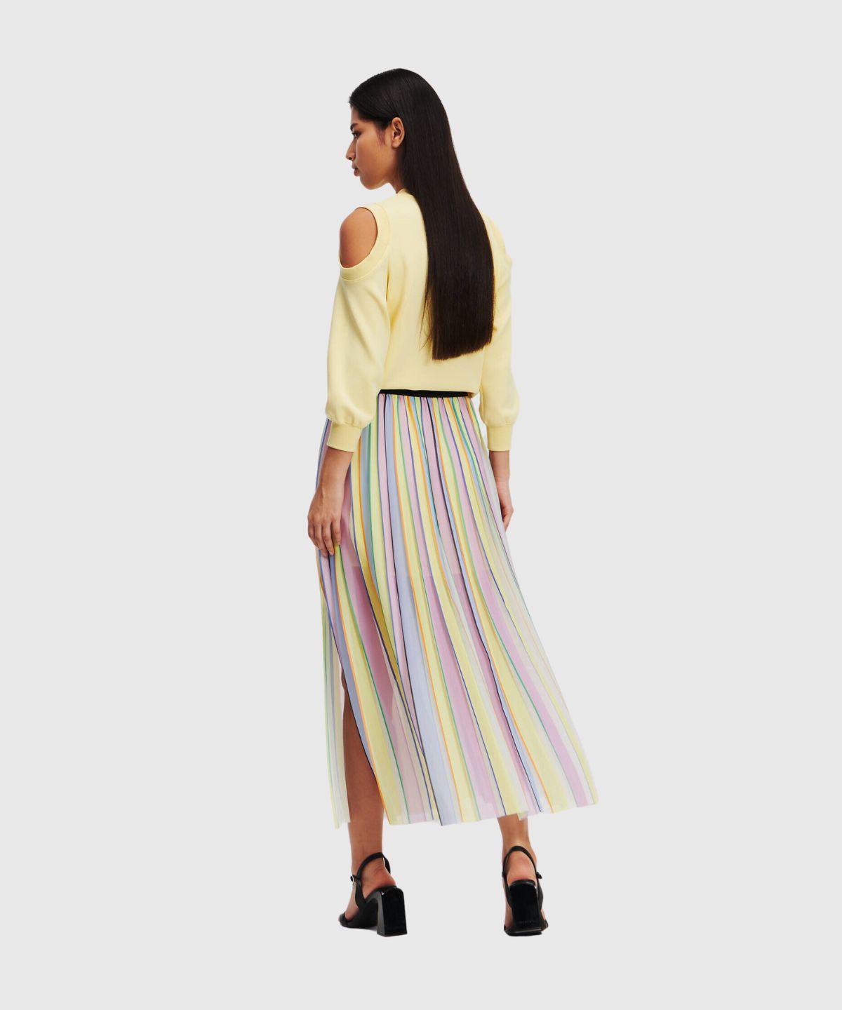 Stripe Pleated Skirt