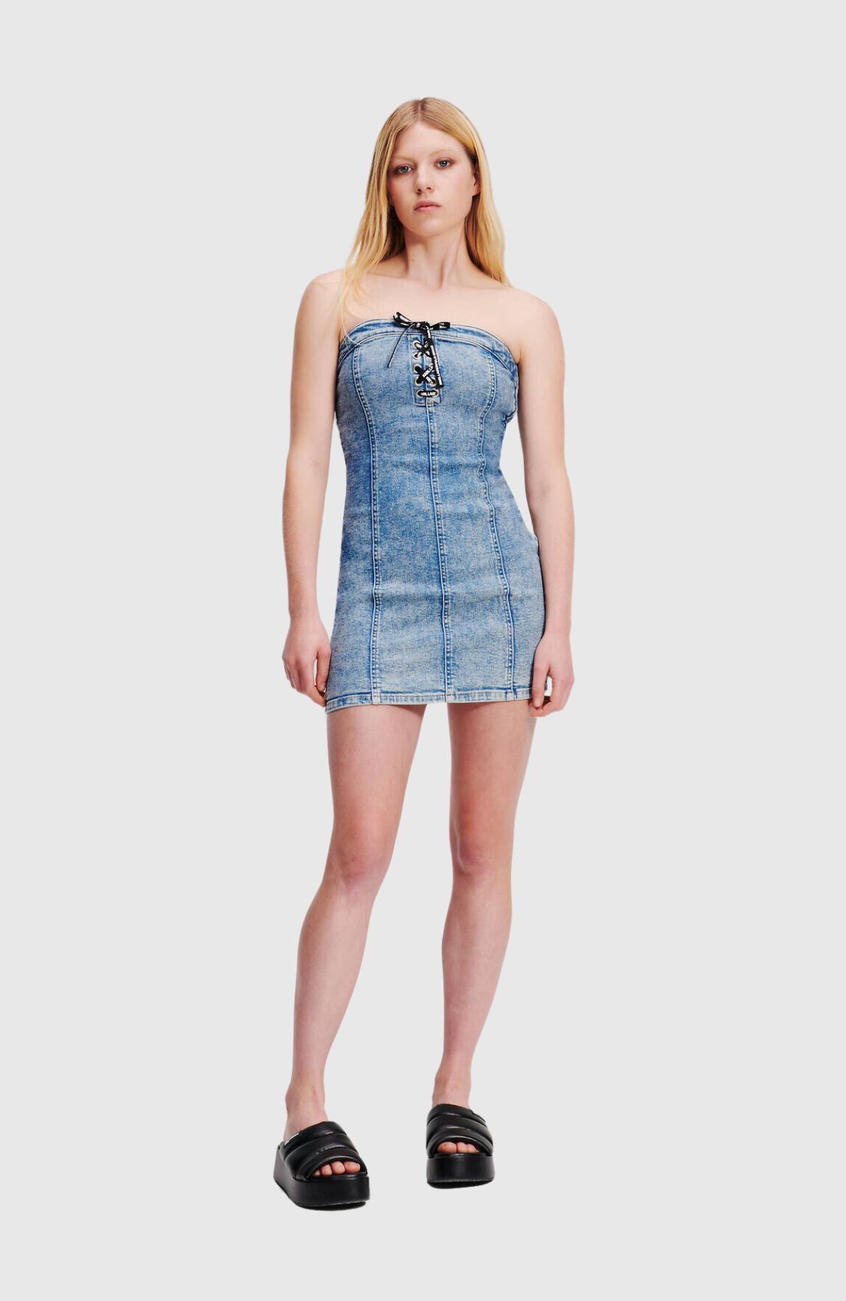 KLJ Bodycon Tied Denim Dress