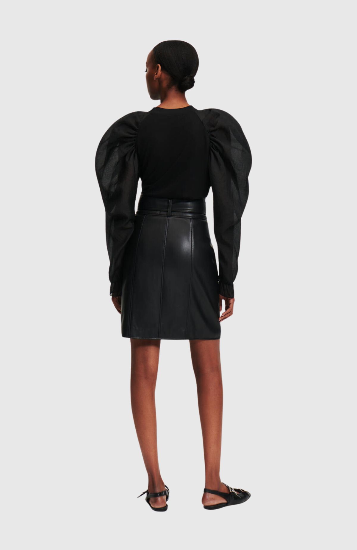 Faux Leather Skirt W/Zip