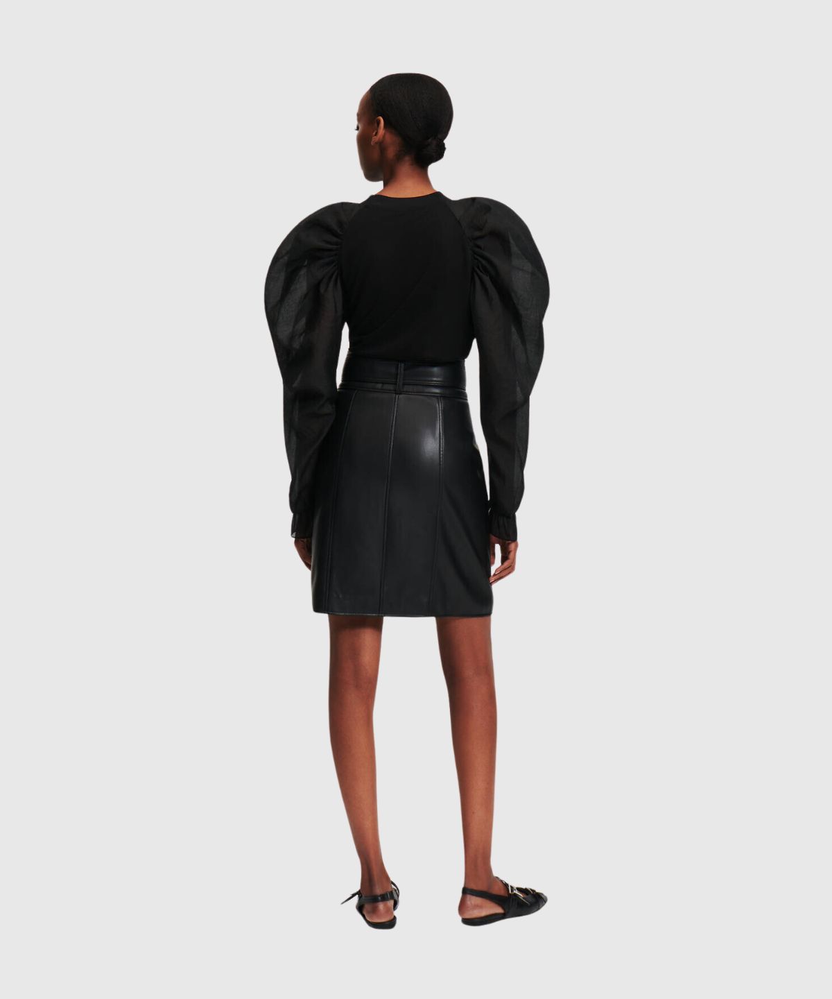 Faux Leather Skirt W/Zip