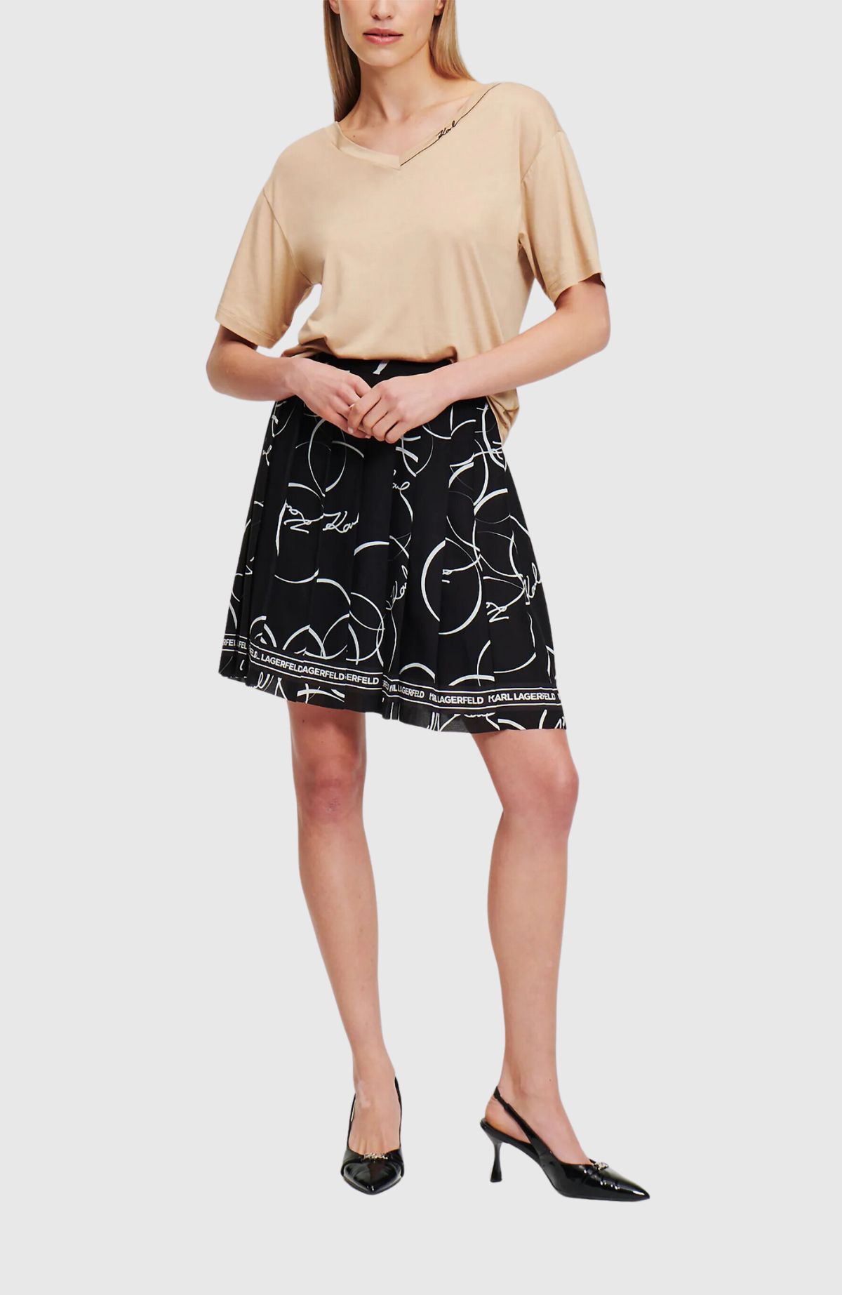 Pleated Print Mini Skirt