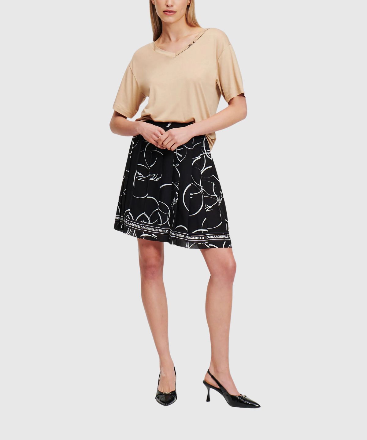 Pleated Print Mini Skirt