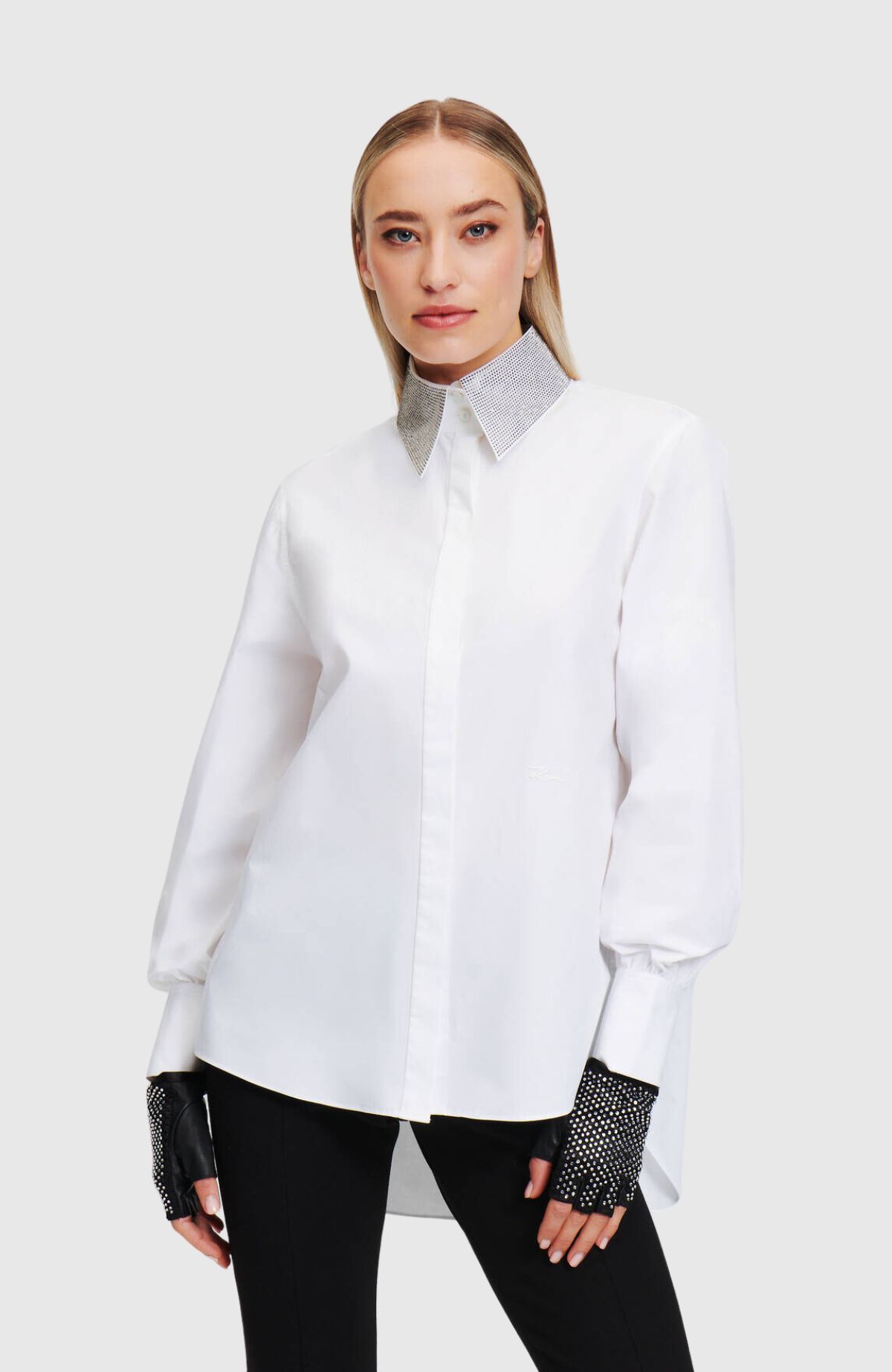 Rhinestone Collar Shirt