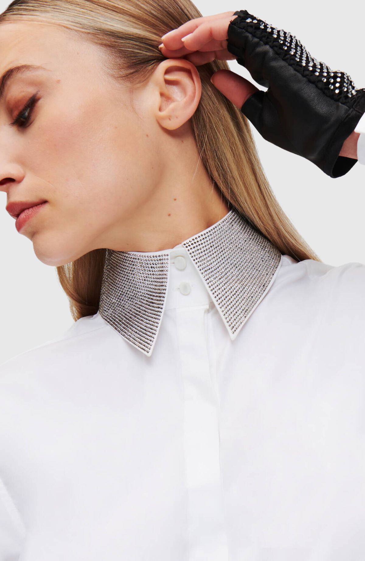 Rhinestone Collar Shirt