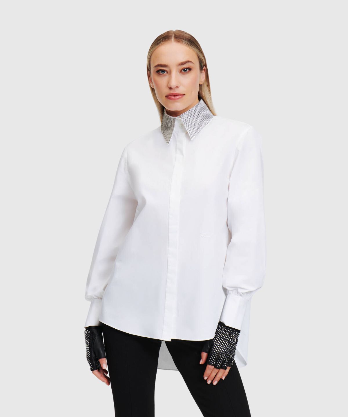 Rhinestone Collar Shirt