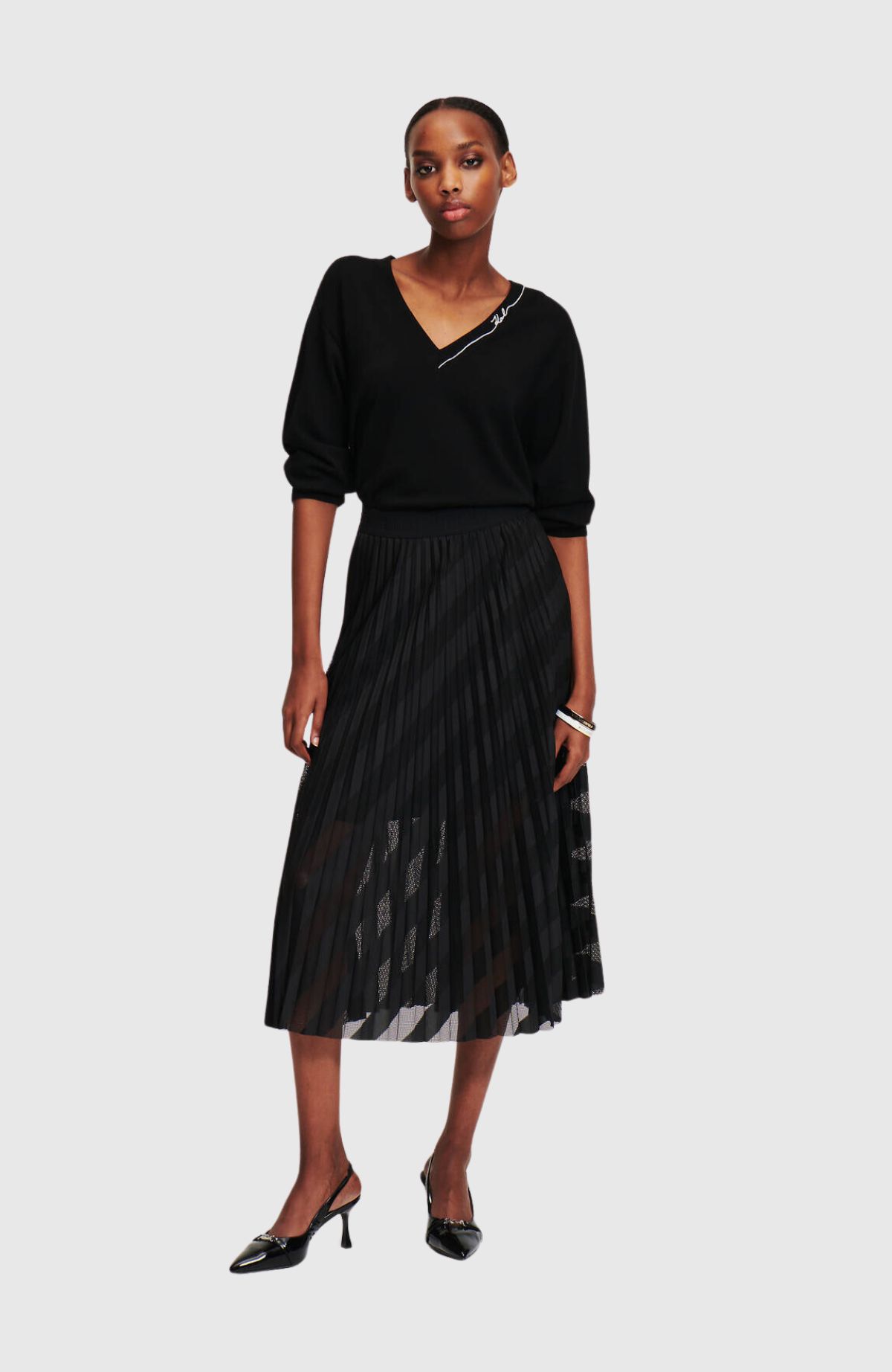 Mesh pleated skirt best sale