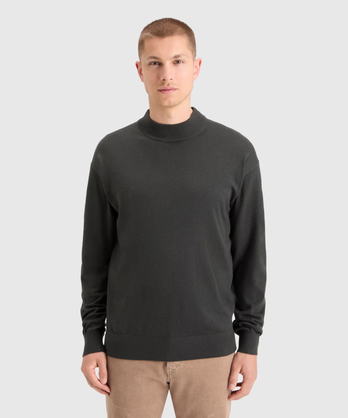 Essential Dropped Shoulder Mock Neck Sweater