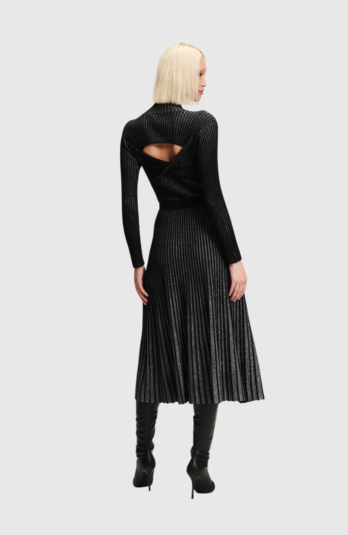 Pleated Lurex Knit Skirt