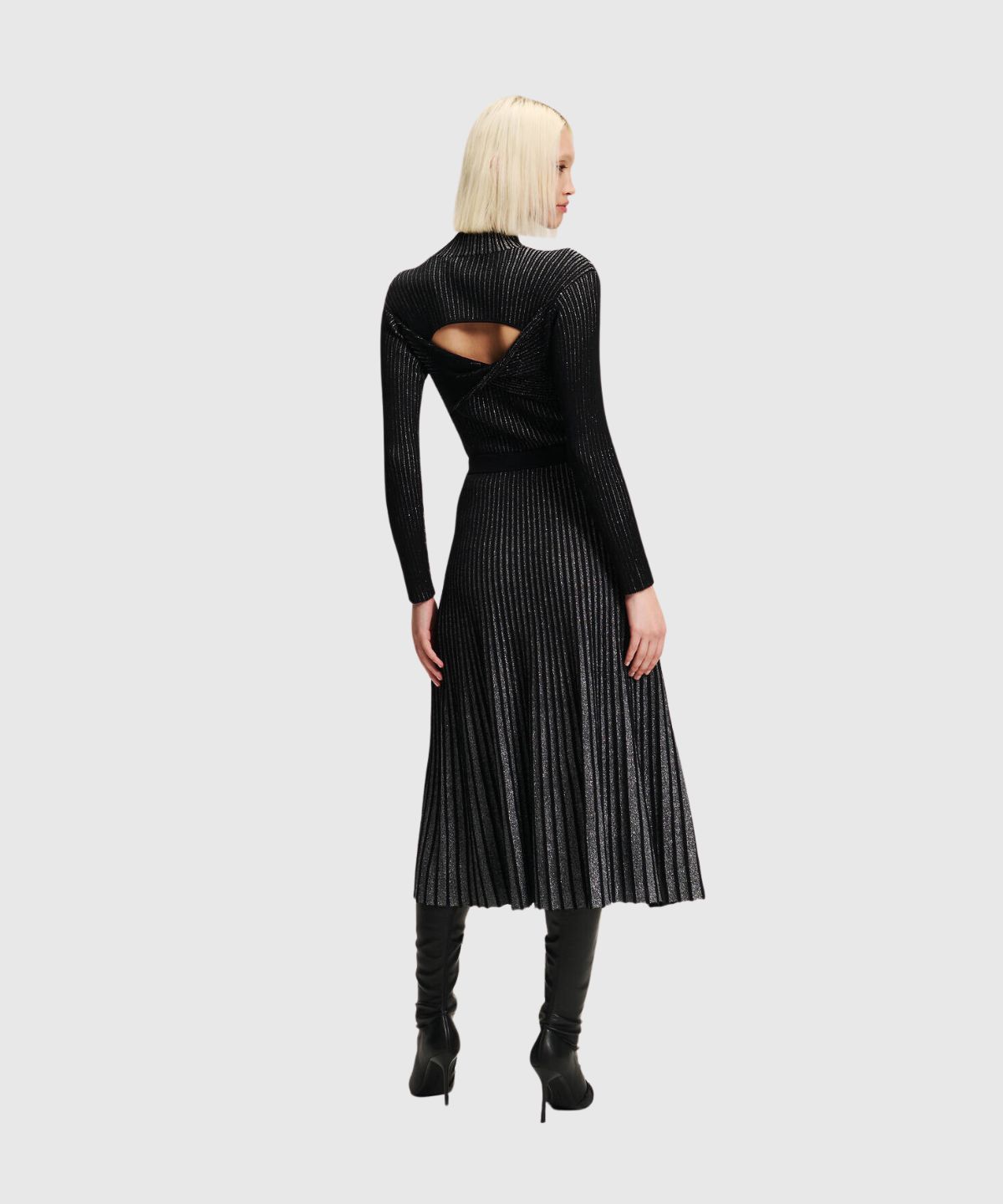 Pleated Lurex Knit Skirt