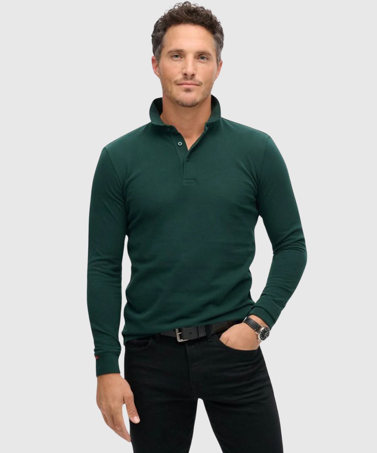 Cotton Long Sleeve Pique Polo