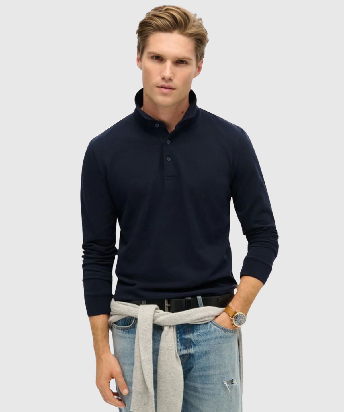 Cotton Long Sleeve Pique Polo