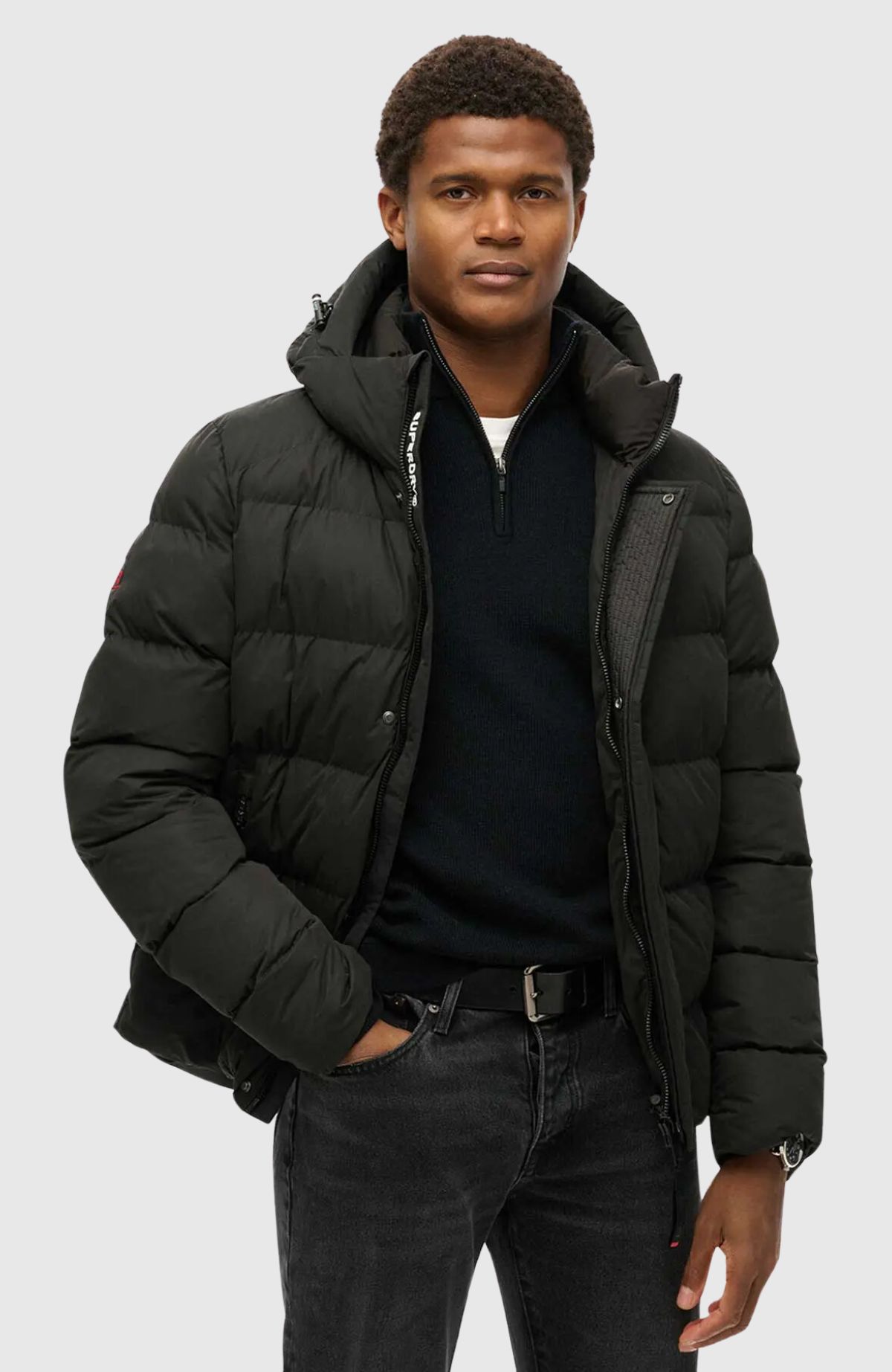 Hooded Microfibre Sport Puffer