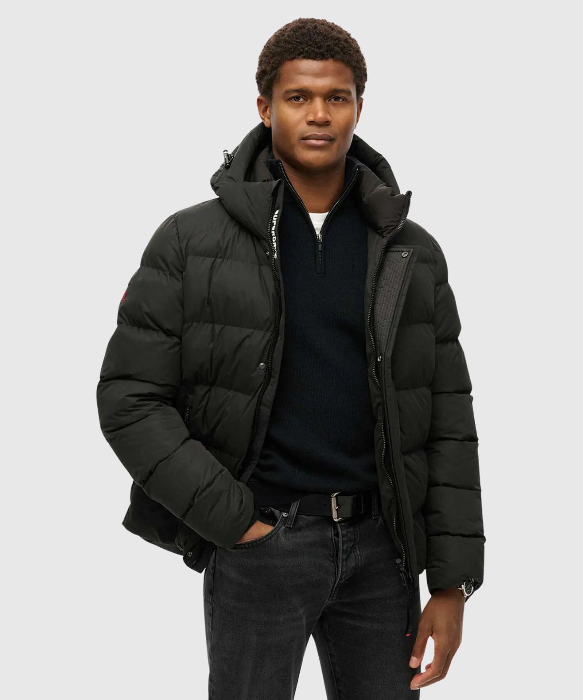 Hooded Microfibre Sport Puffer