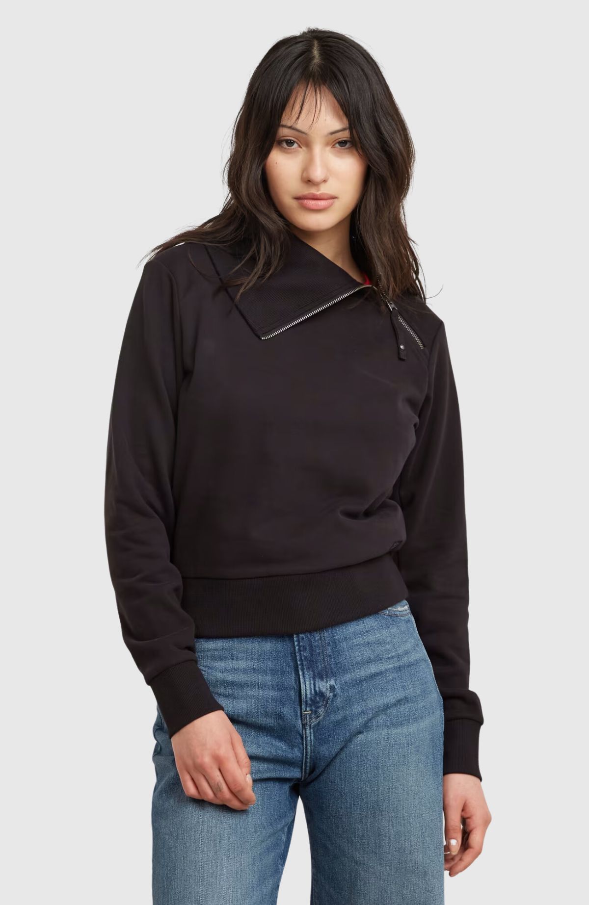 Asymmetric zip snug sw wmn