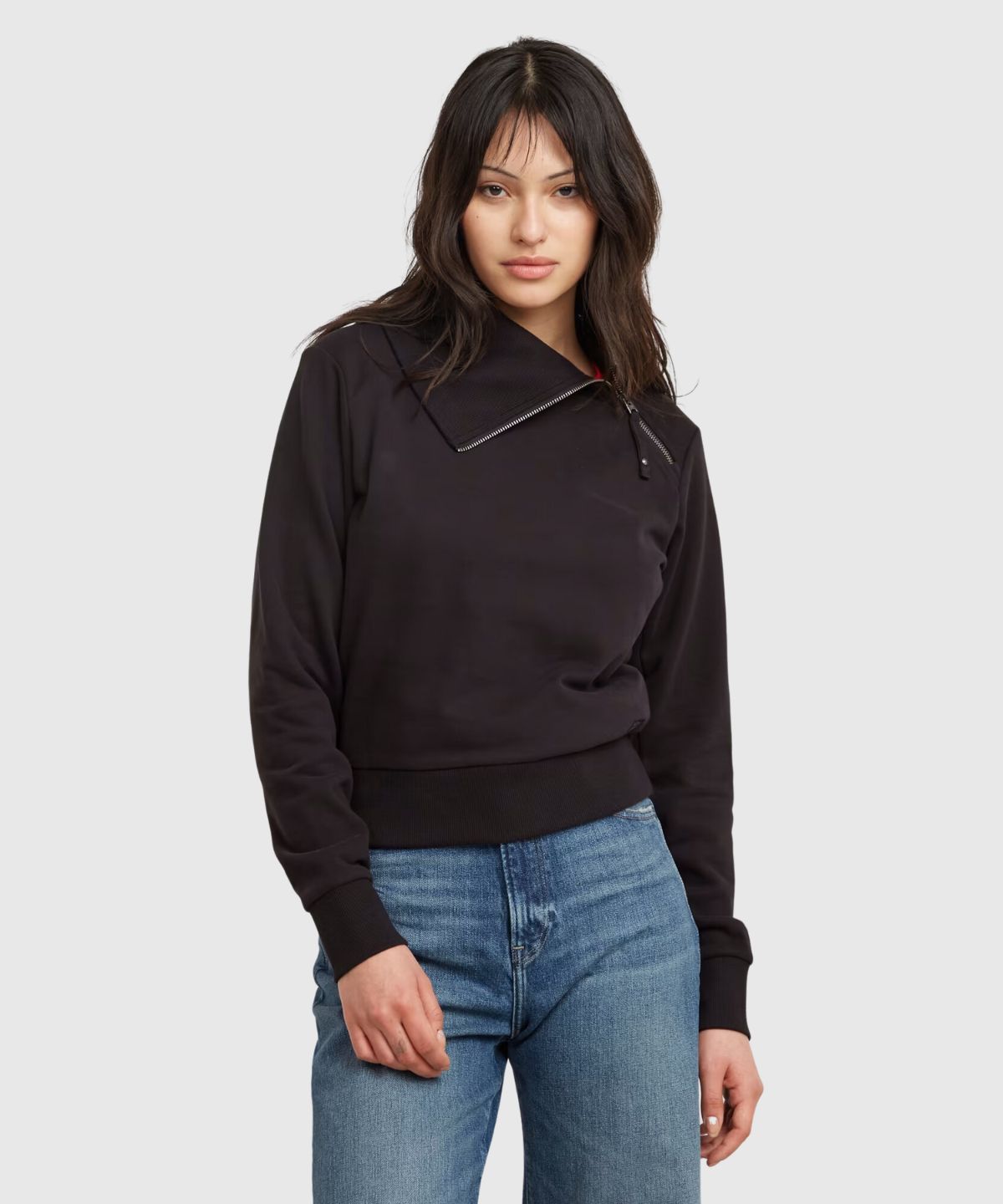 Asymmetric zip snug sw wmn